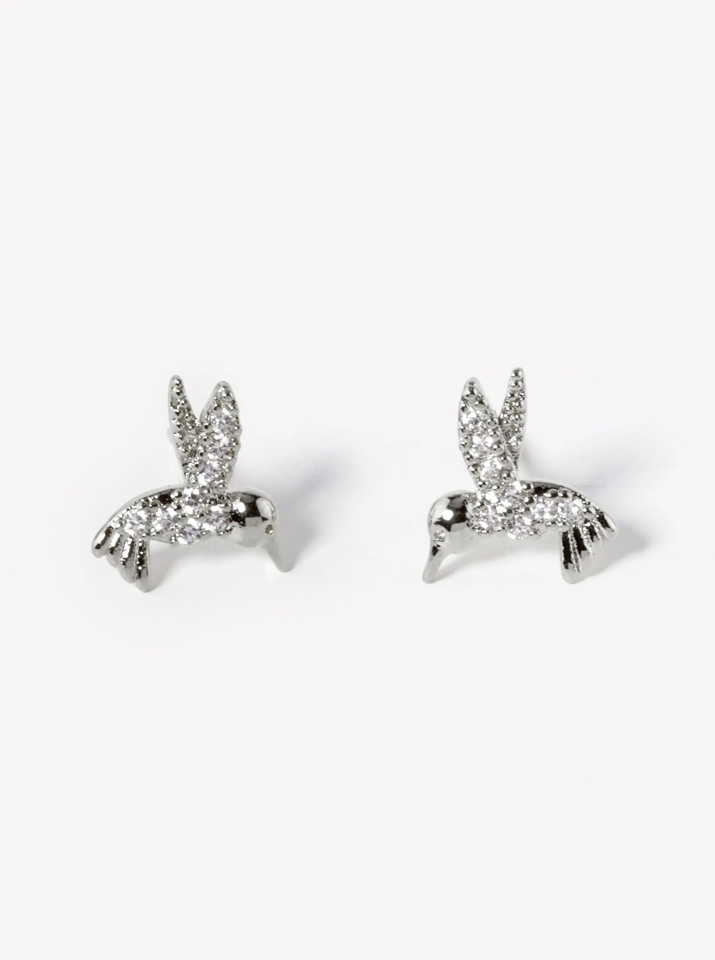 18k Gold Dipped CZ Pave Kingfisher Bird Stud Earrings