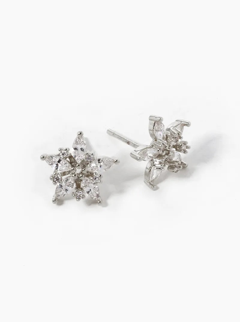 18k Gold Dipped CZ Pave Star Stud Earrings