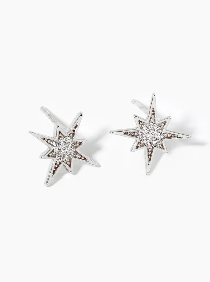 18k Gold Dipped CZ Pave Starburst Post Stud Earrings