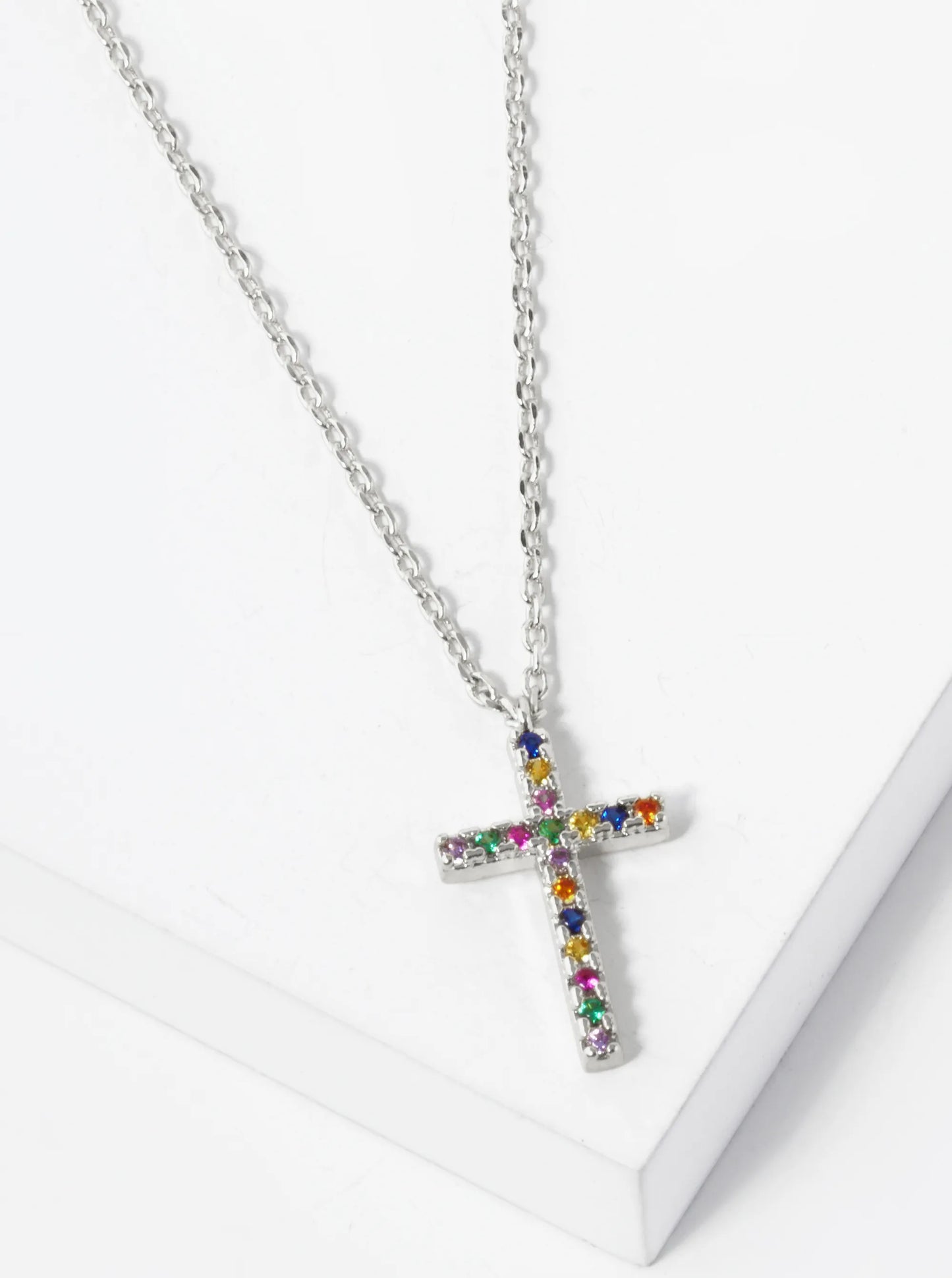 18K Gold Dipped Cubic Zirconia Pave 15mm Cross Pendant Necklace