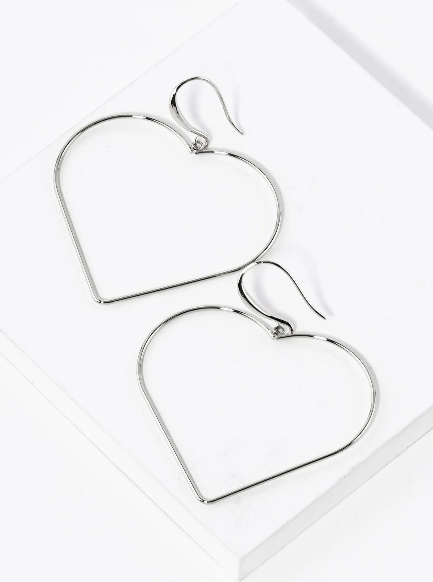 18K Gold Dipped Large Wire Heart Drop Lightweight Earrings