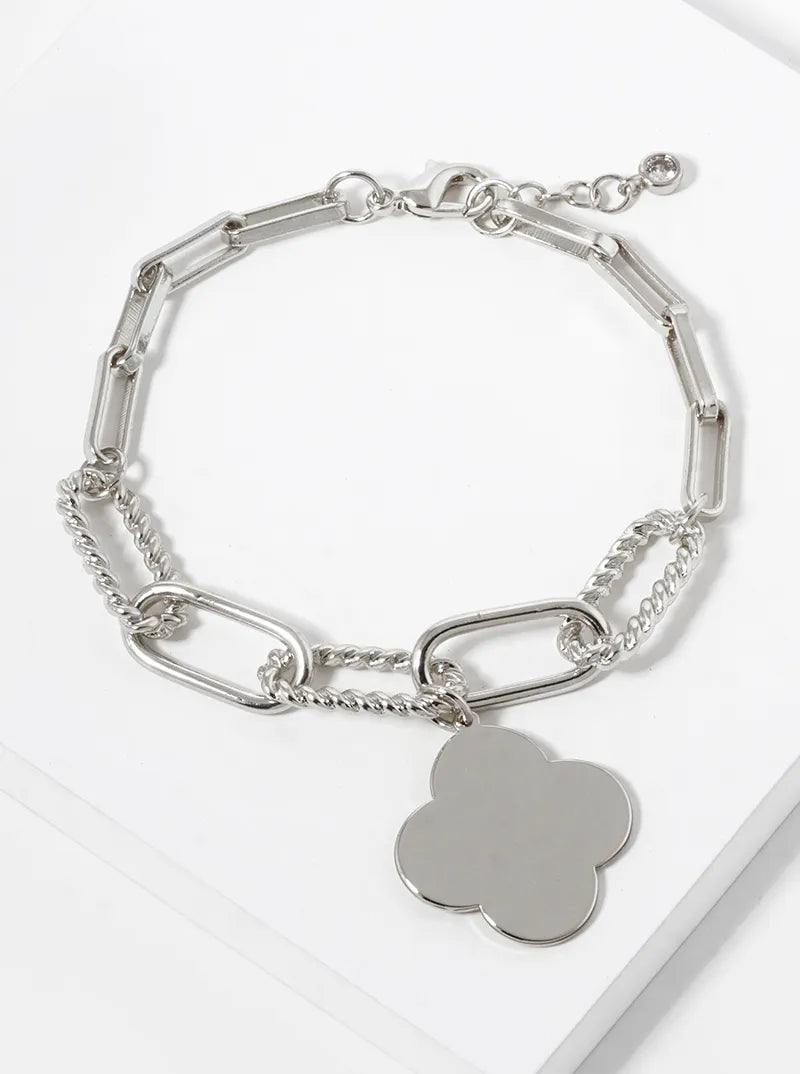 18k Gold Dipped Quatrefoil Charm Chain Bracelet