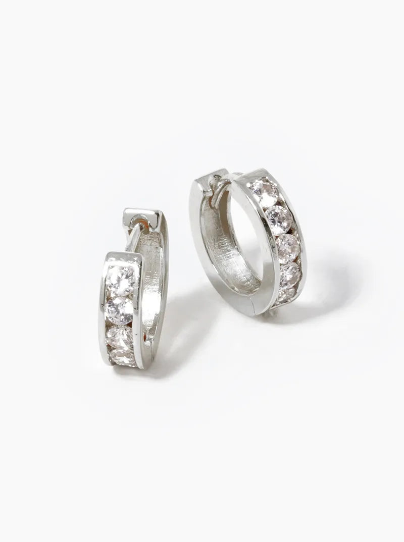 18k Gold Dipped Round CZ Pave 12mm Huggie Hoop Earrings