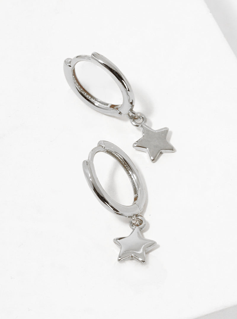 18K Gold Dipped Star Drop 10mm Huggie Hoop Earrings