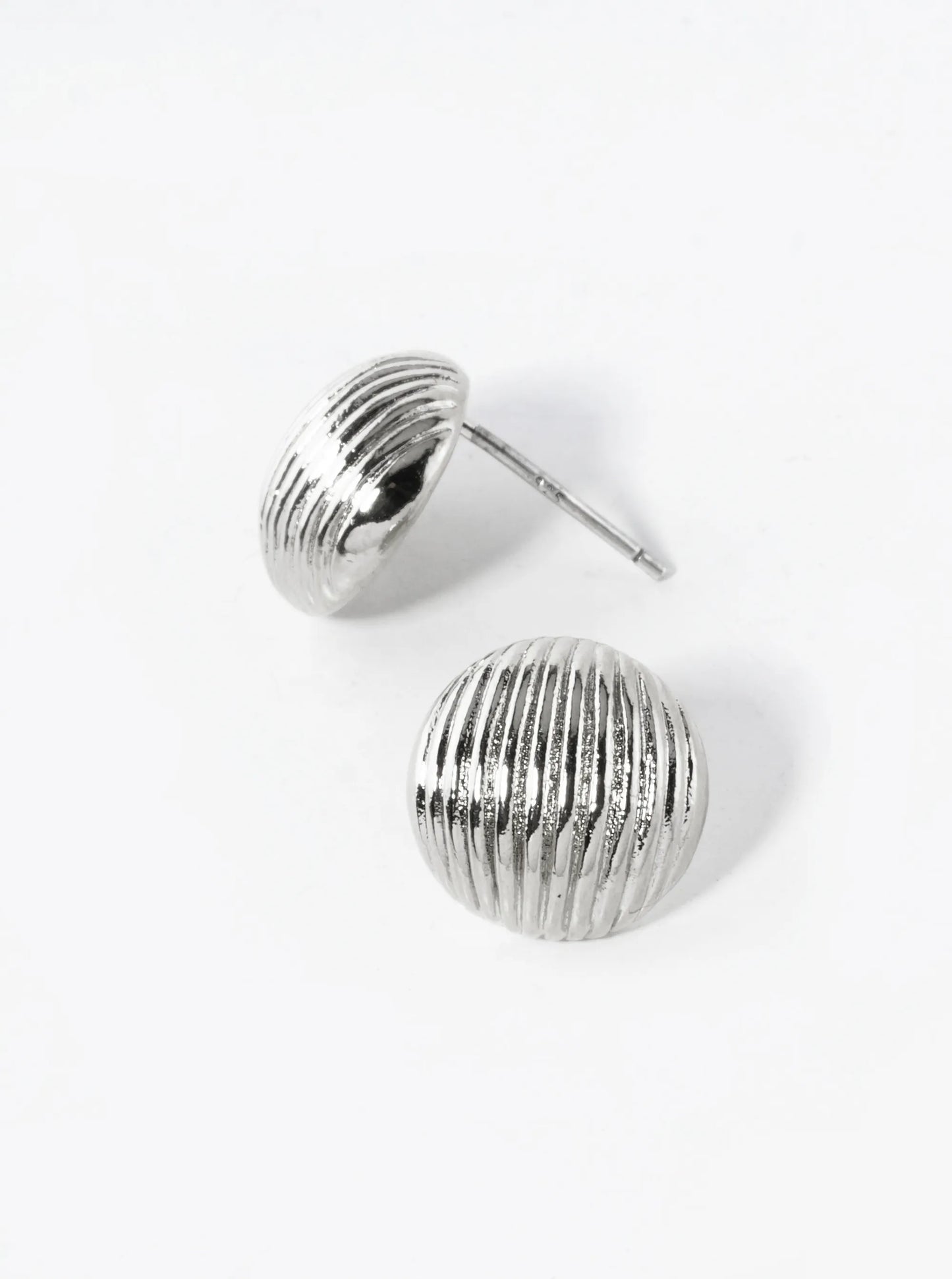 18K Gold Dipped Textured 12mm Button Stud Earrings