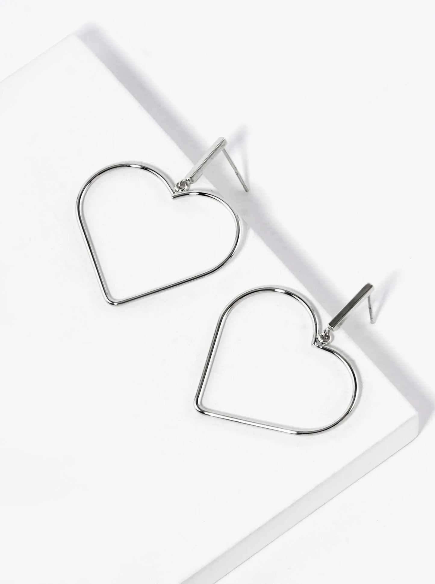 18K Gold Dipped Wire Heart Drop Dangle Post Earrings