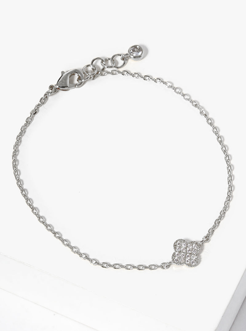 18k Gold Dipped CZ Pave 8mm Quatrefoil Bracelet