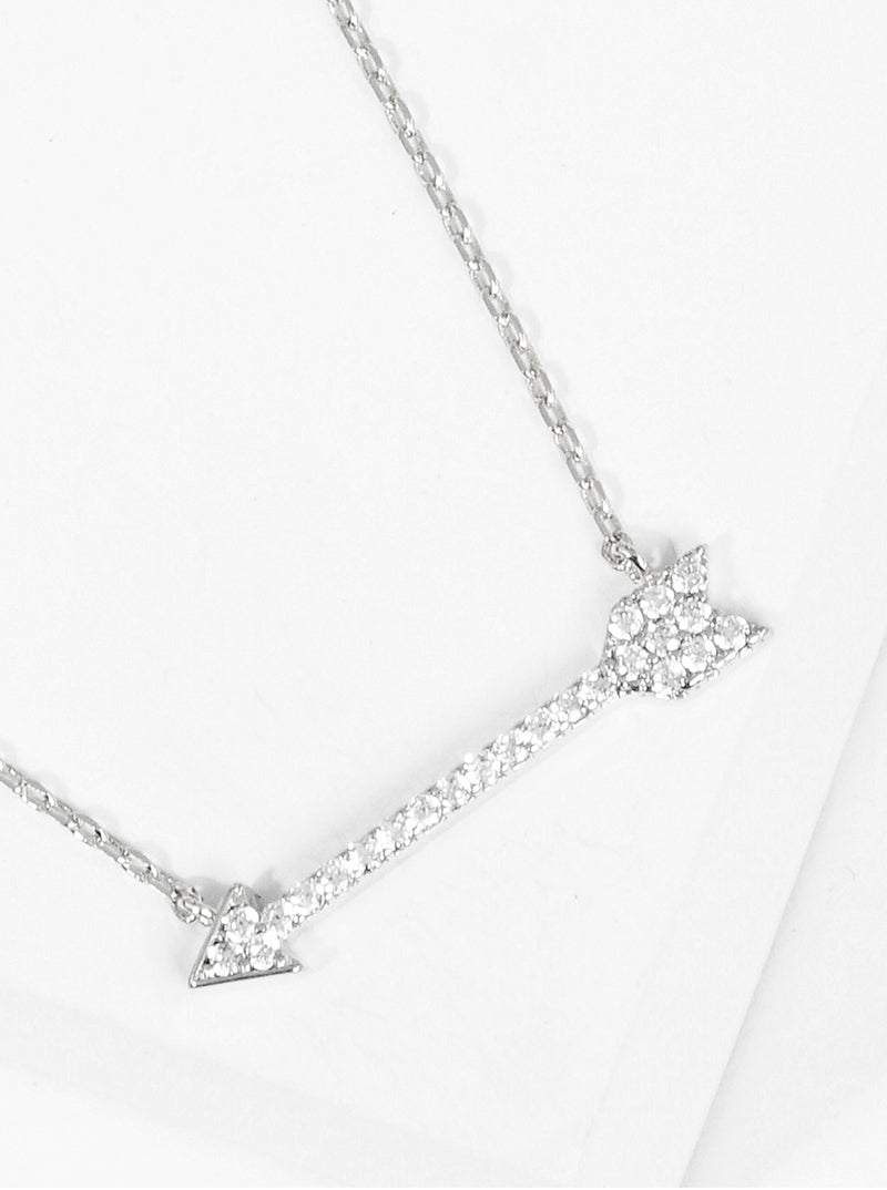 18k Gold Dipped CZ Pave Arrow Pendant Delicate Necklace