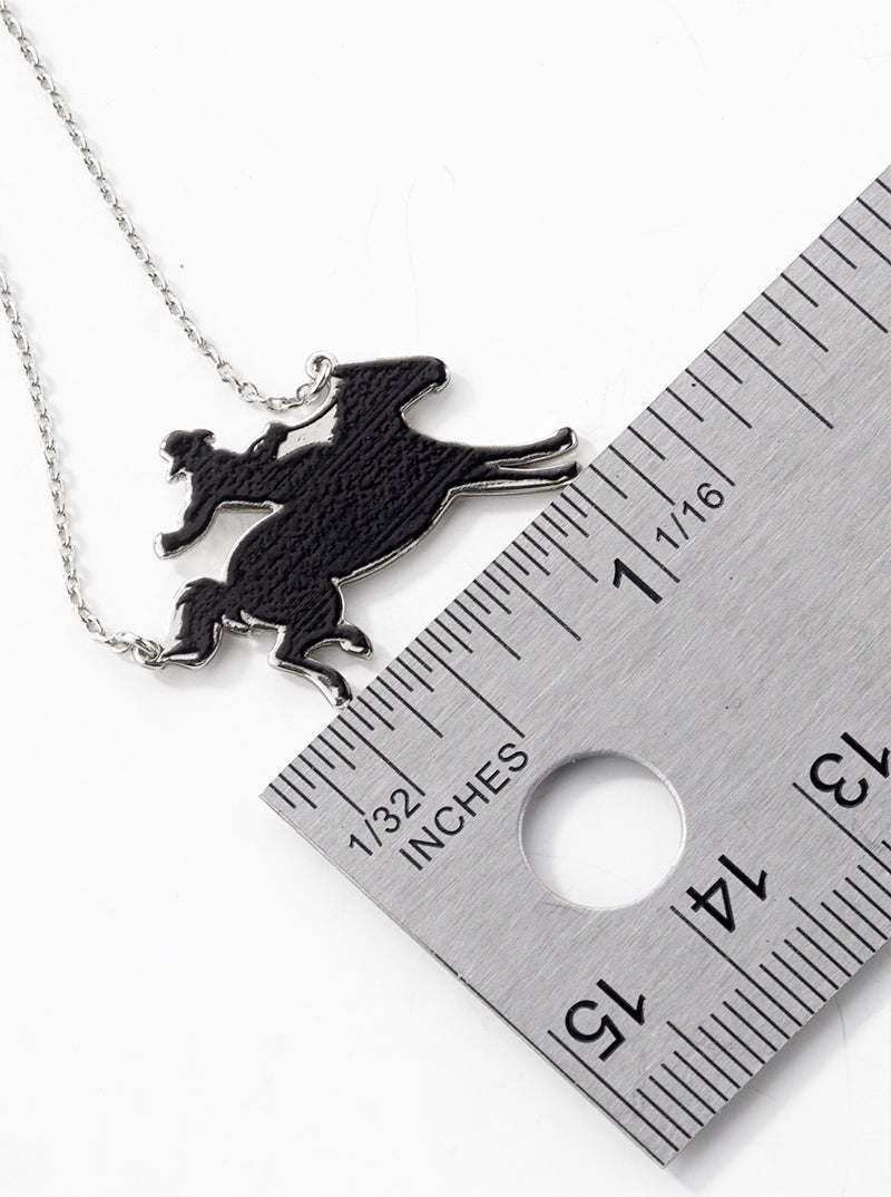 White Gold Dipped Cowboy Pendant Necklace