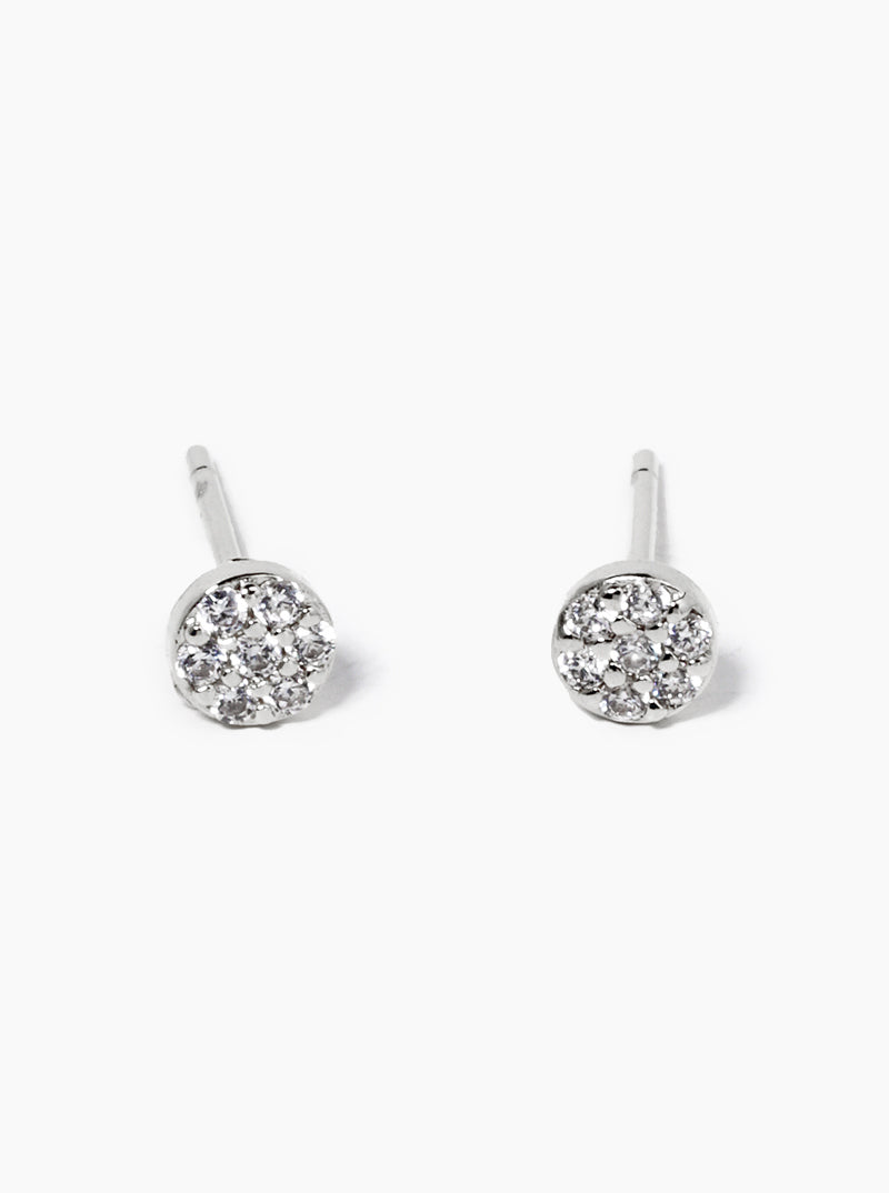 18k Gold Dipped Delicate CZ Pave Round Post Stud Earrings
