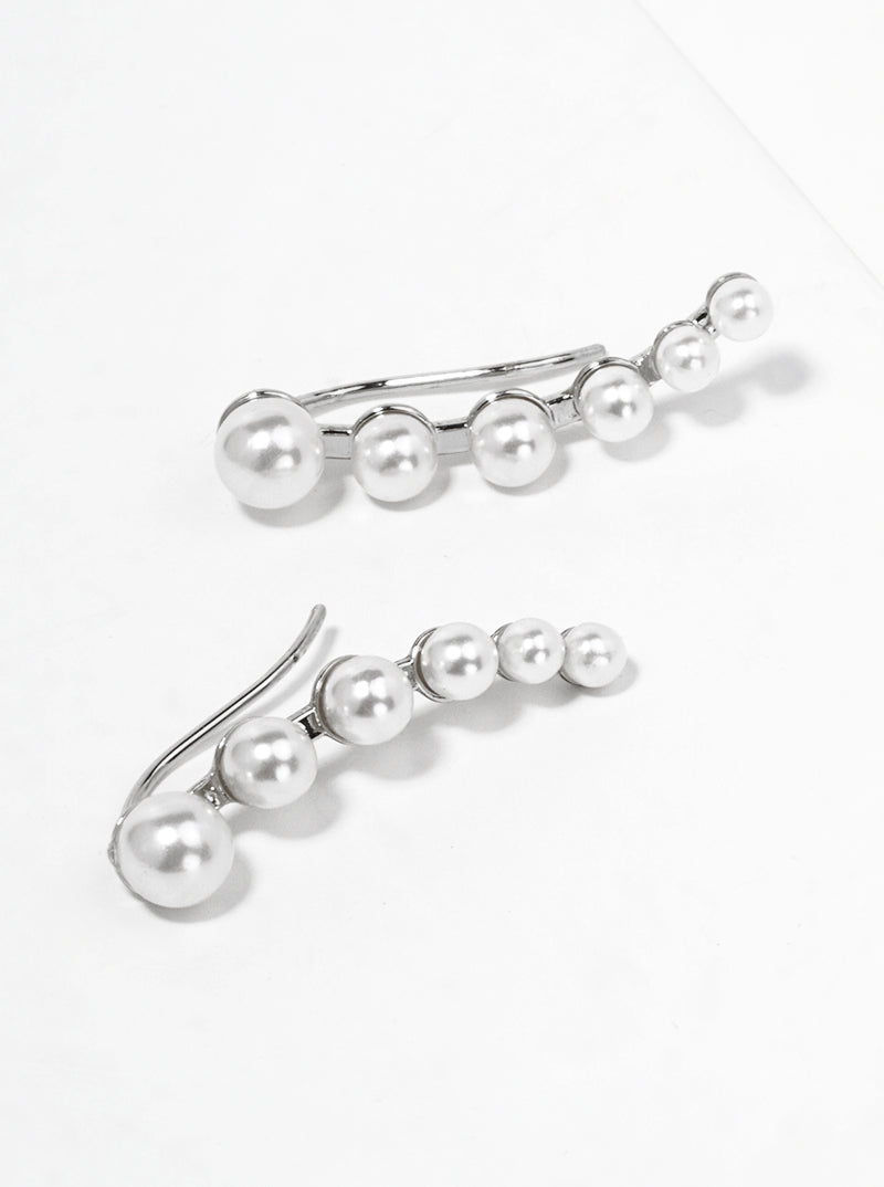 18k Gold Dipped Graduated Pearl Ear Crawlers
