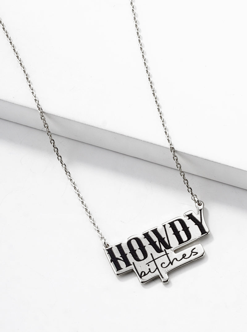 18k Gold Dipped Howdy Bitches Pendant Necklace