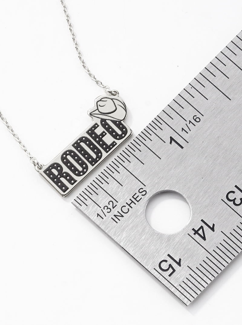 White Gold Dipped Rodeo Cowboy Pendant Necklace