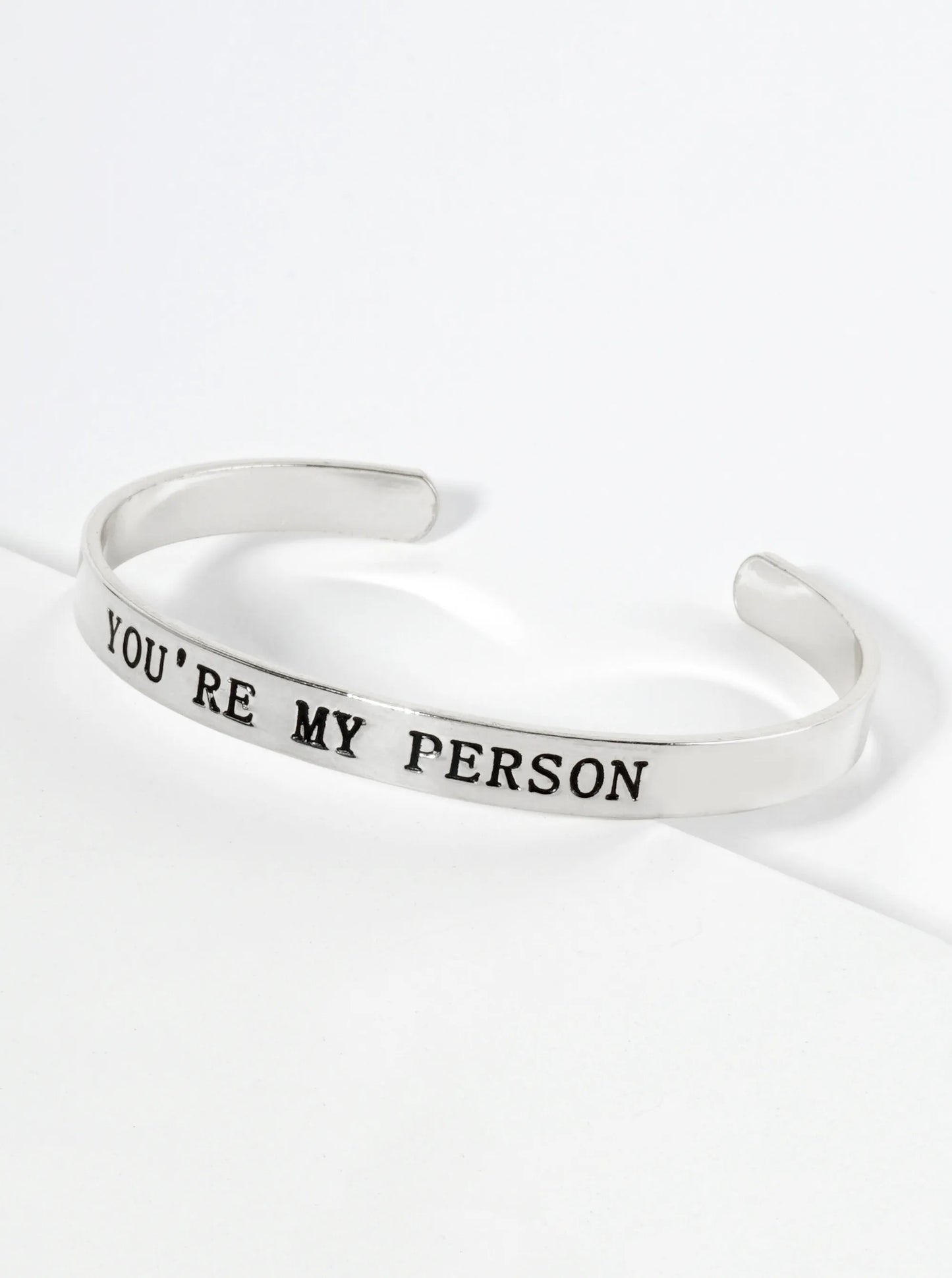 You Are My Person Engraved 18K Gold Dipped Open Cuff Bangle Bracelet