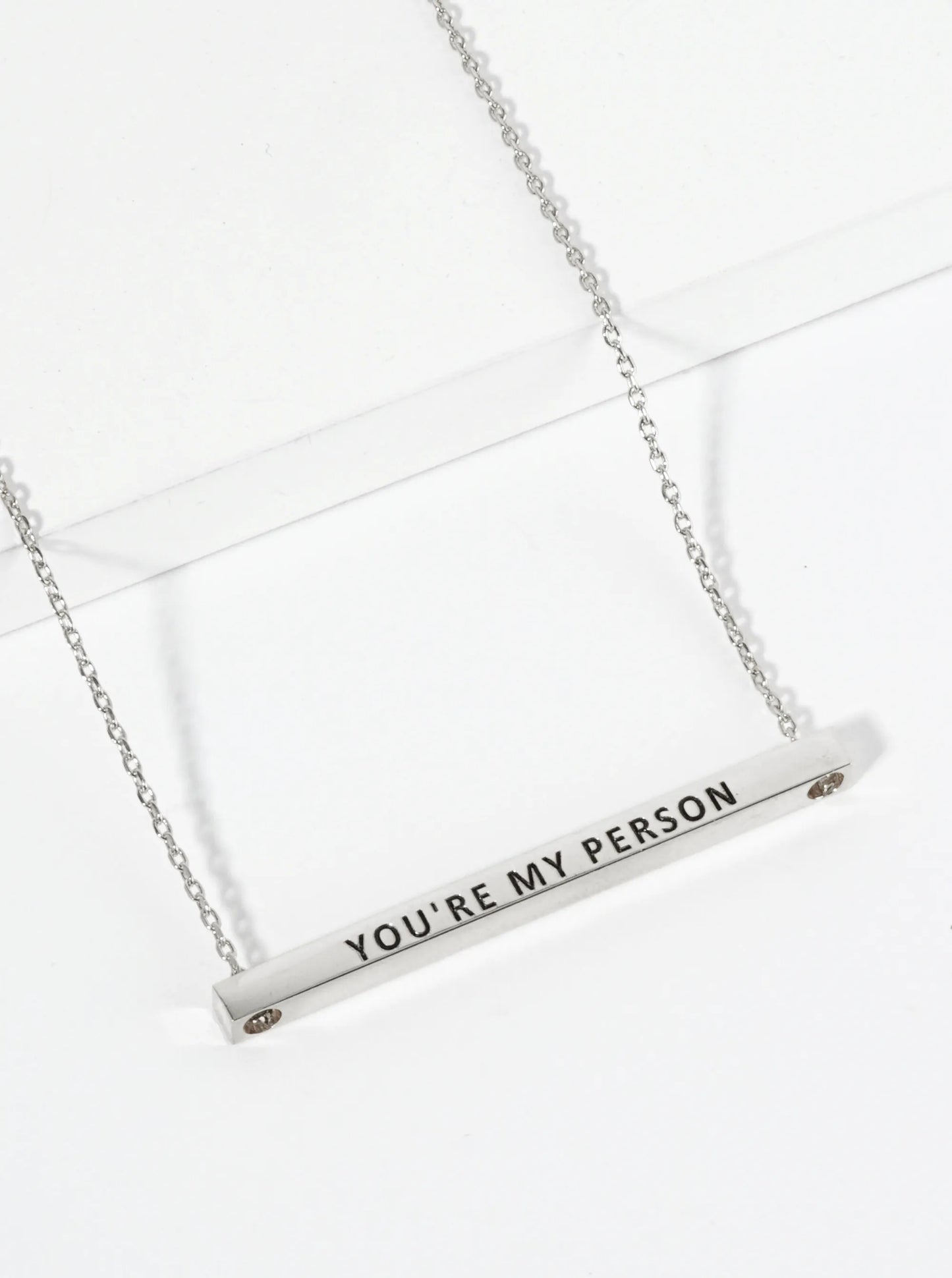 You Are My Person Engraved 18K Gold Dipped Horizontal Brass Bar Pendant Inspirational Necklace