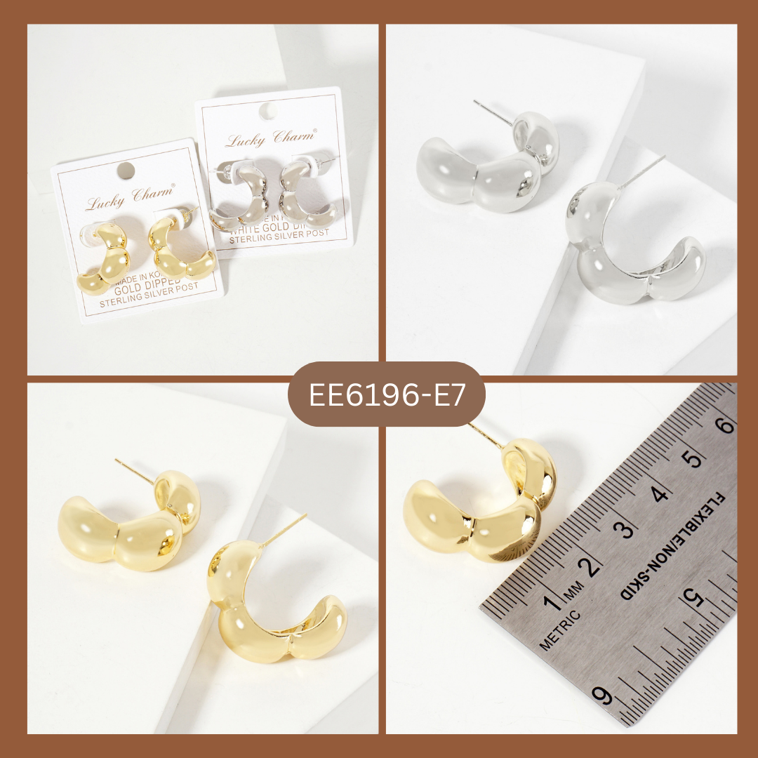 Botanical-Theme Polished Brass Flower Inspired Hoop Earrings
