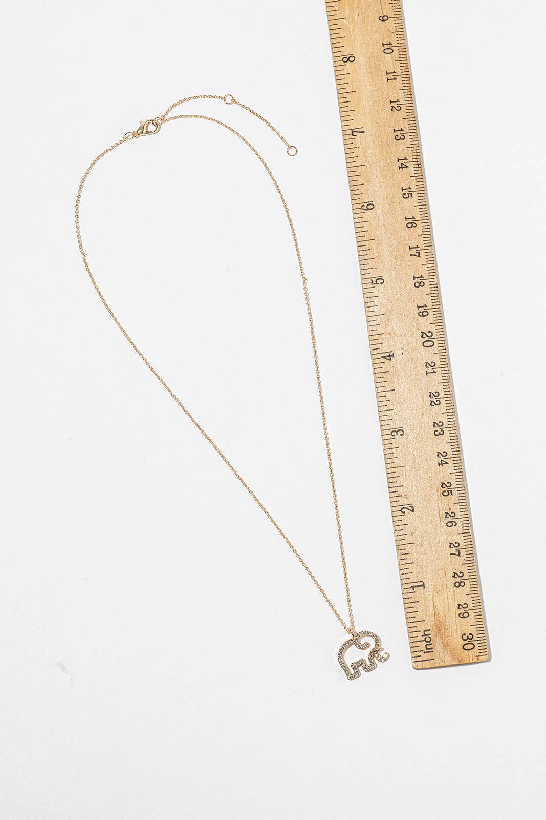 Crystal Elephant Pendant Necklace – Open-Outline Elephant
