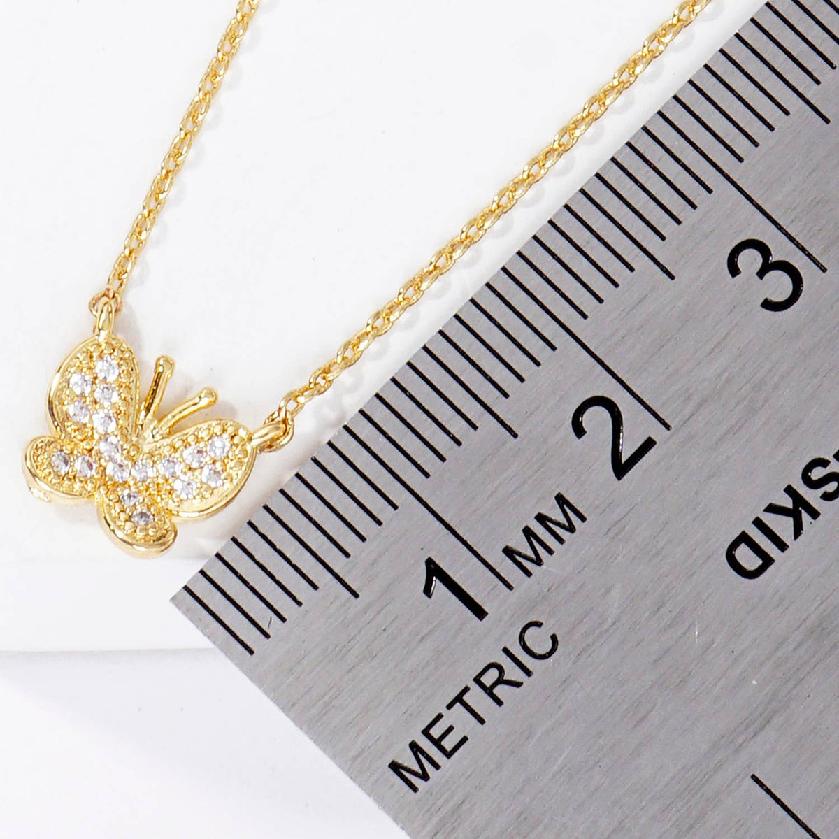 Dainty Pavé Butterfly Pendant Necklace