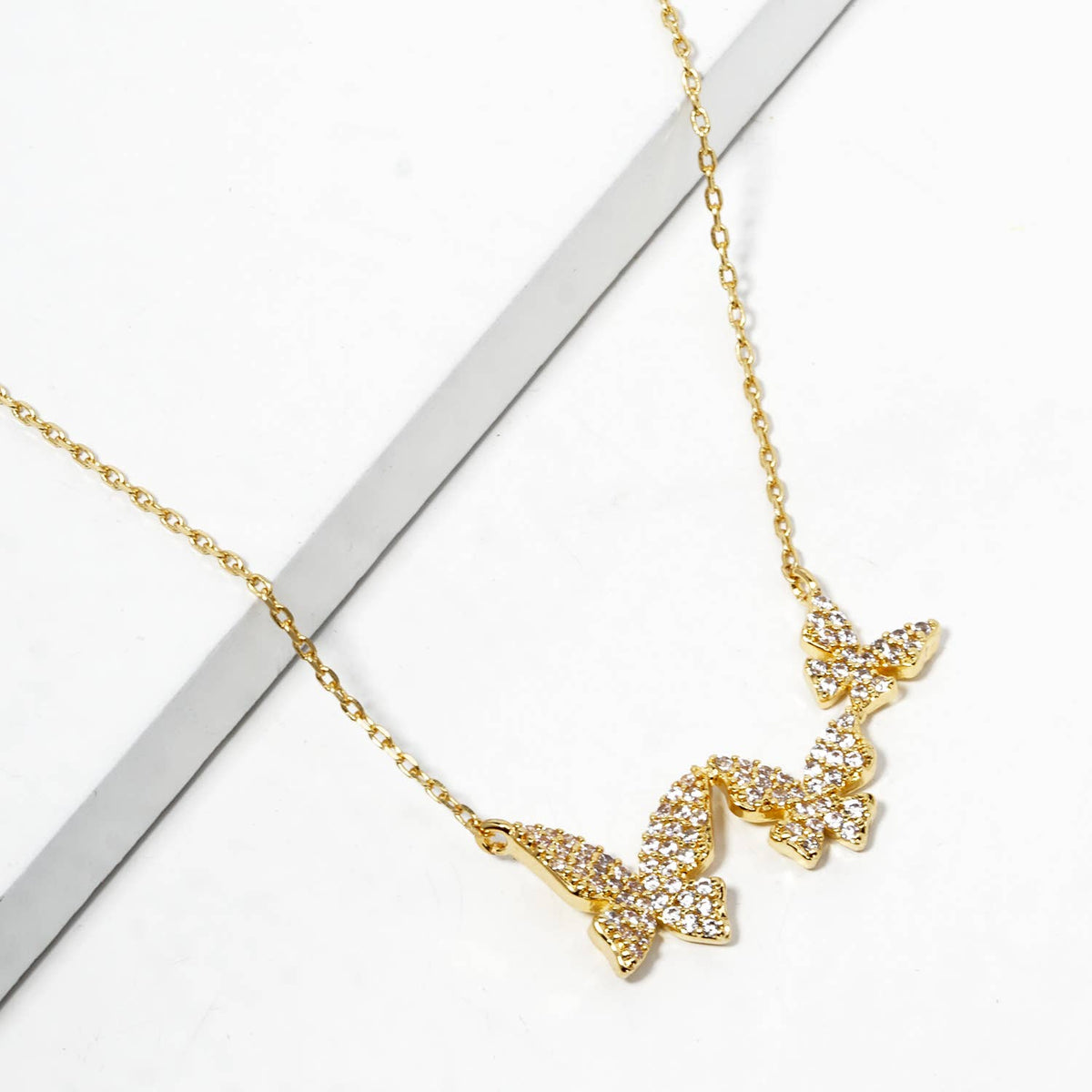 Triple Pavé Butterfly Statement Necklace