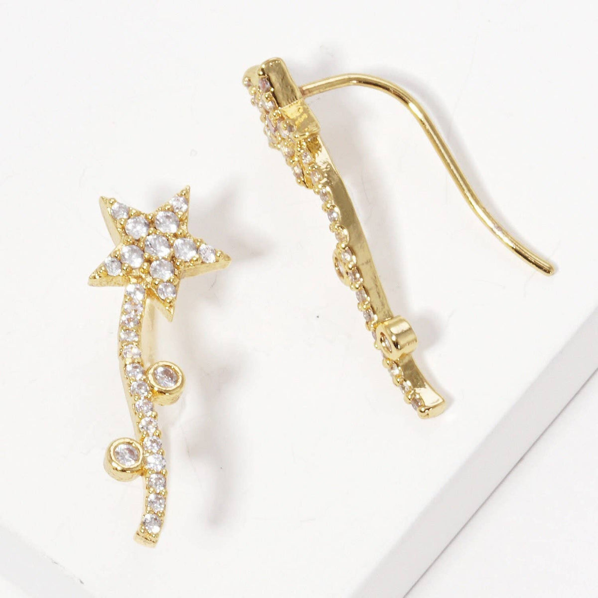 Gold Shooting Star Ear Climber Earrings