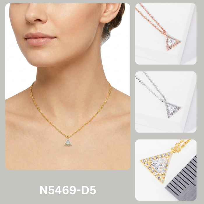 Minimalist CZ Trillion Triangle Pendant Necklace