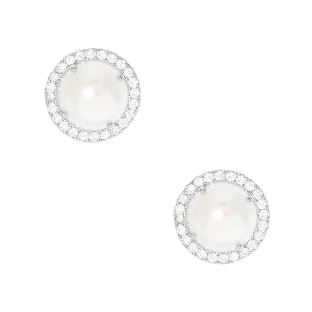 Gold Freshwater Halo Pearl Stud Earrings