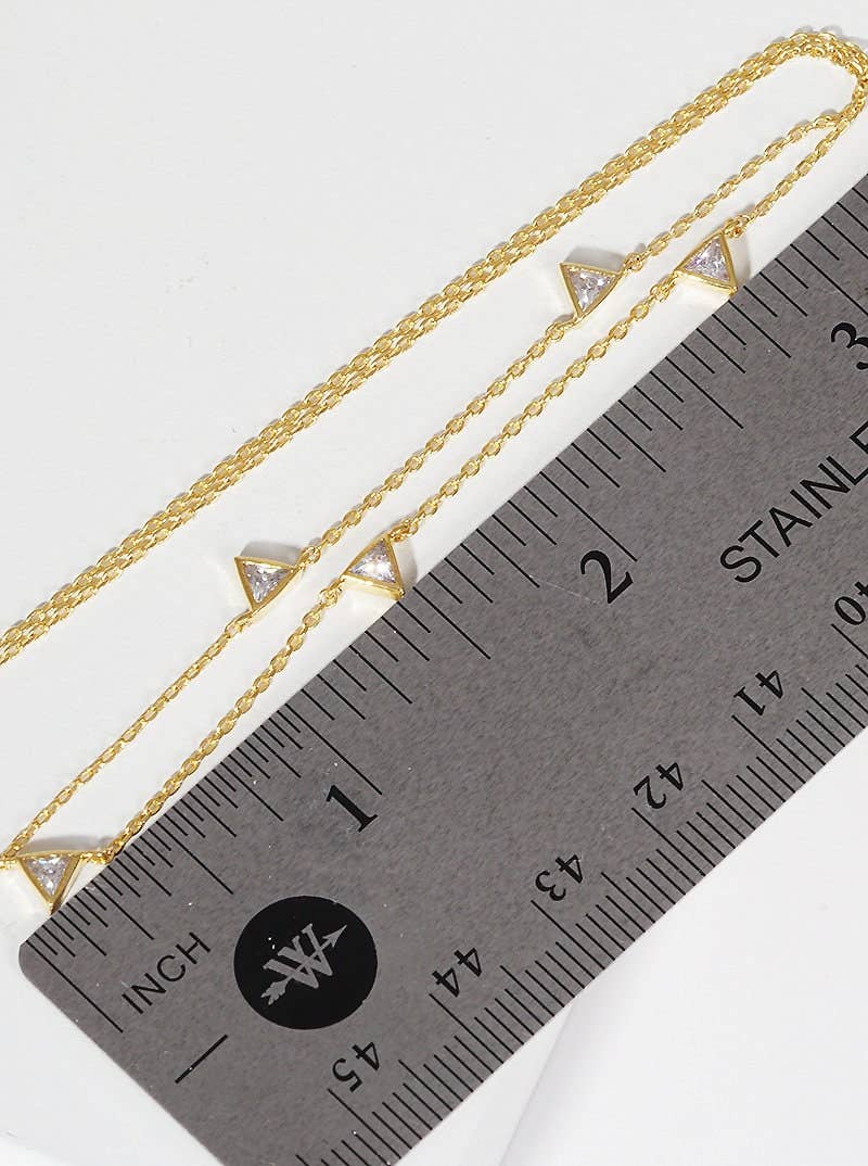 Gold 5 Triangle Station Necklace