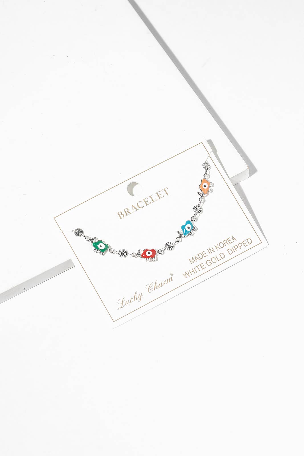 Multi-Color Enamel Elephant Charm Bracelet