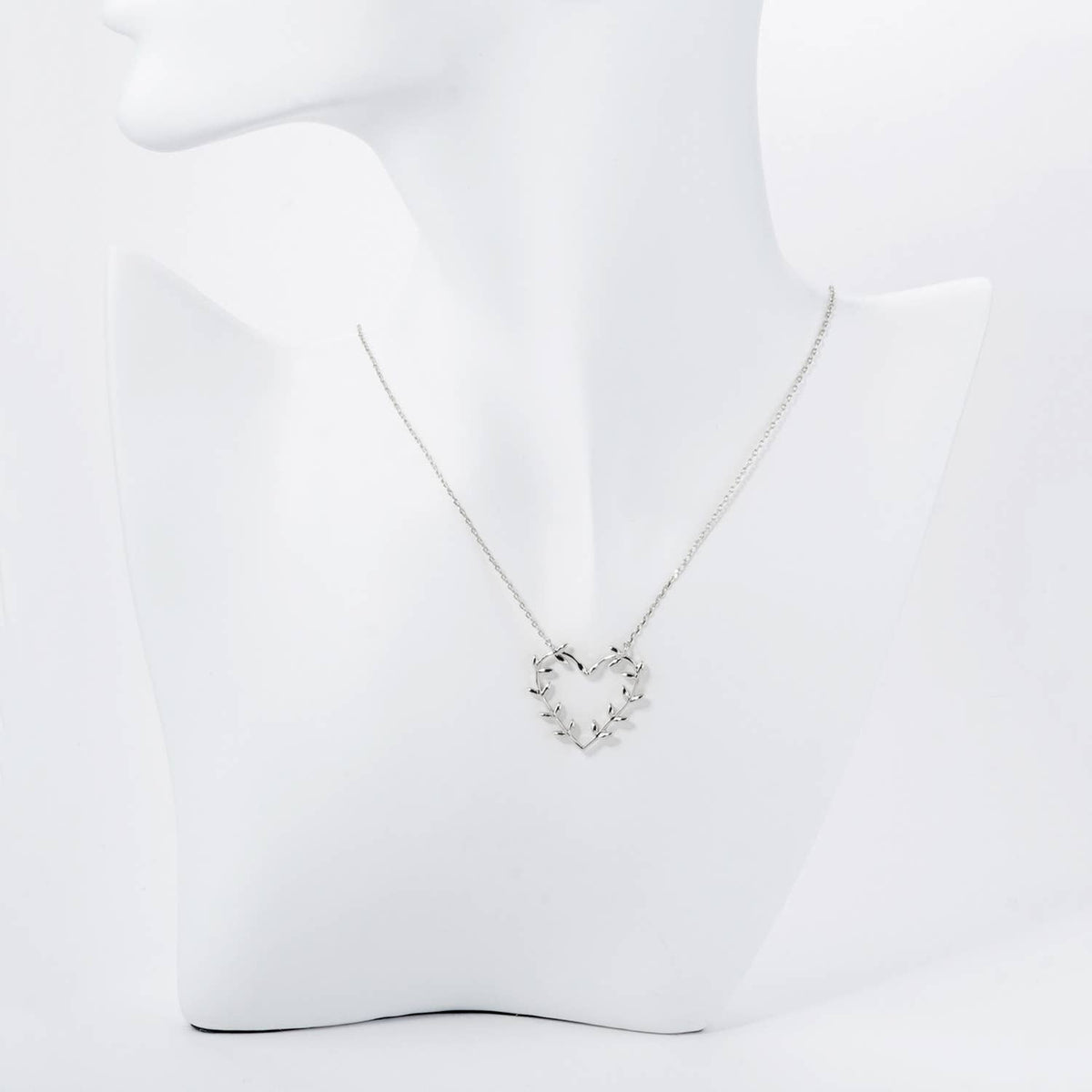 Olive Leaf Heart Pendant Necklace / 18K Gold Dipped