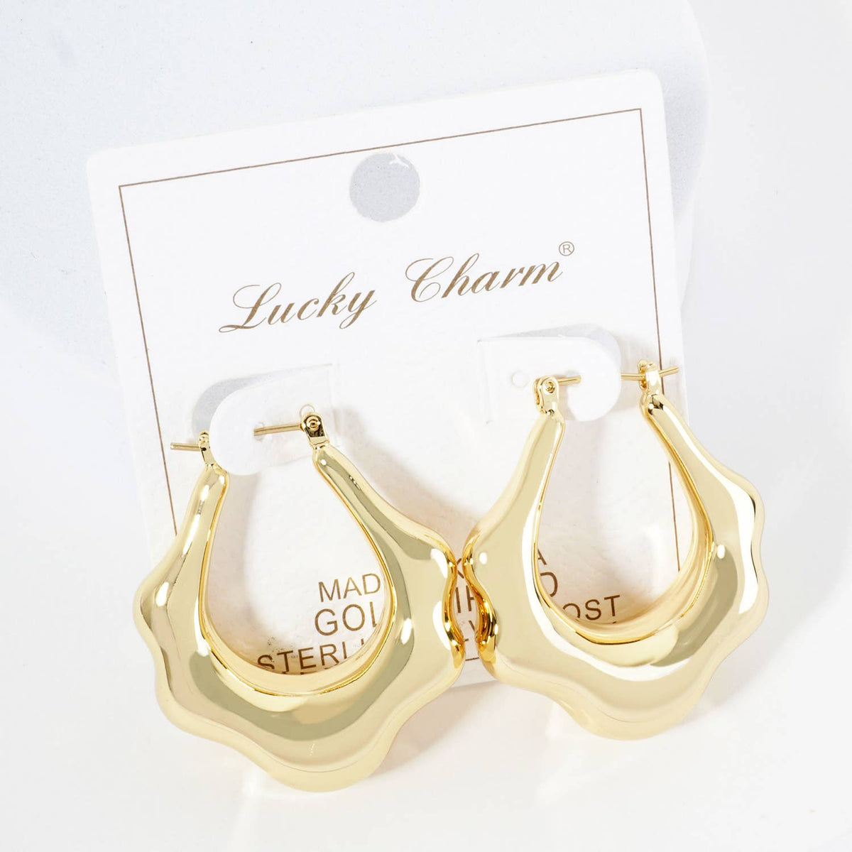 18K Gold Dipped Organically Shaped 35mm Latchback Hoop