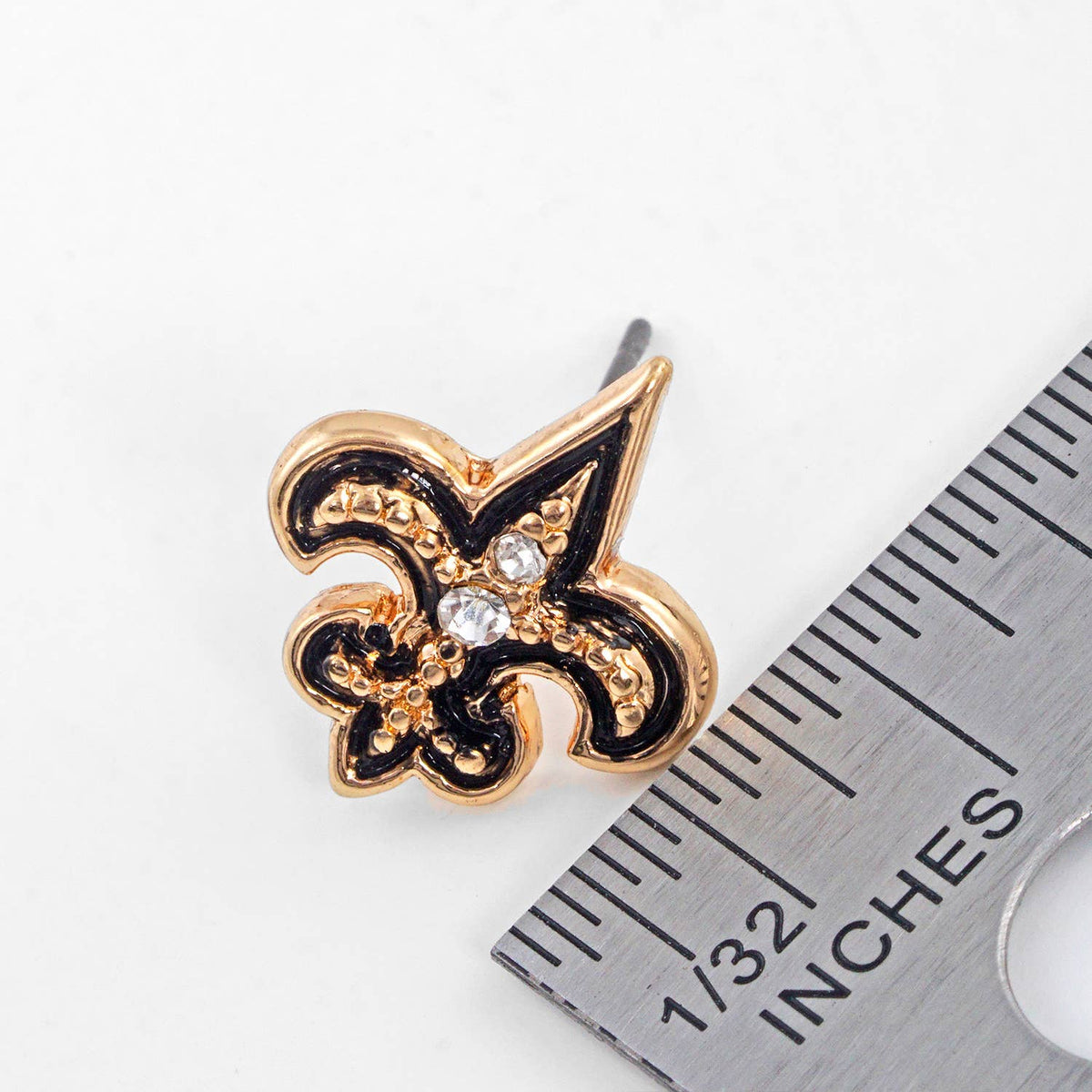 Gold Plated Cubic Zirconia Fleur De Lis Stud Earrings