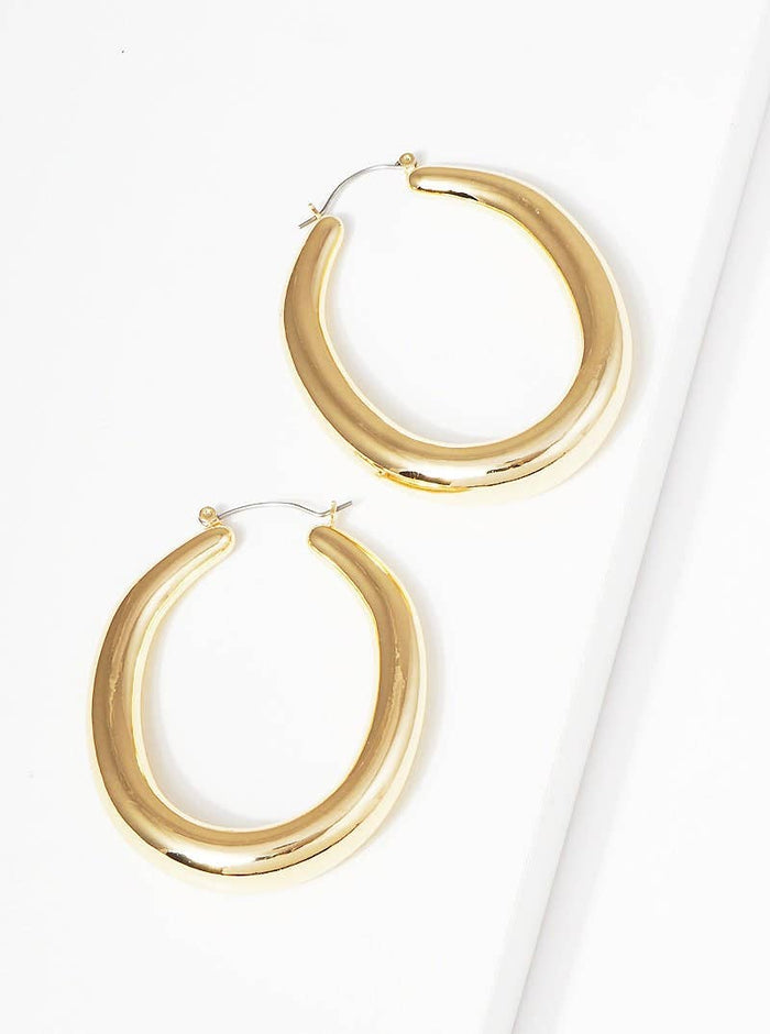 Gold Chunky Oval Huggie Earrings