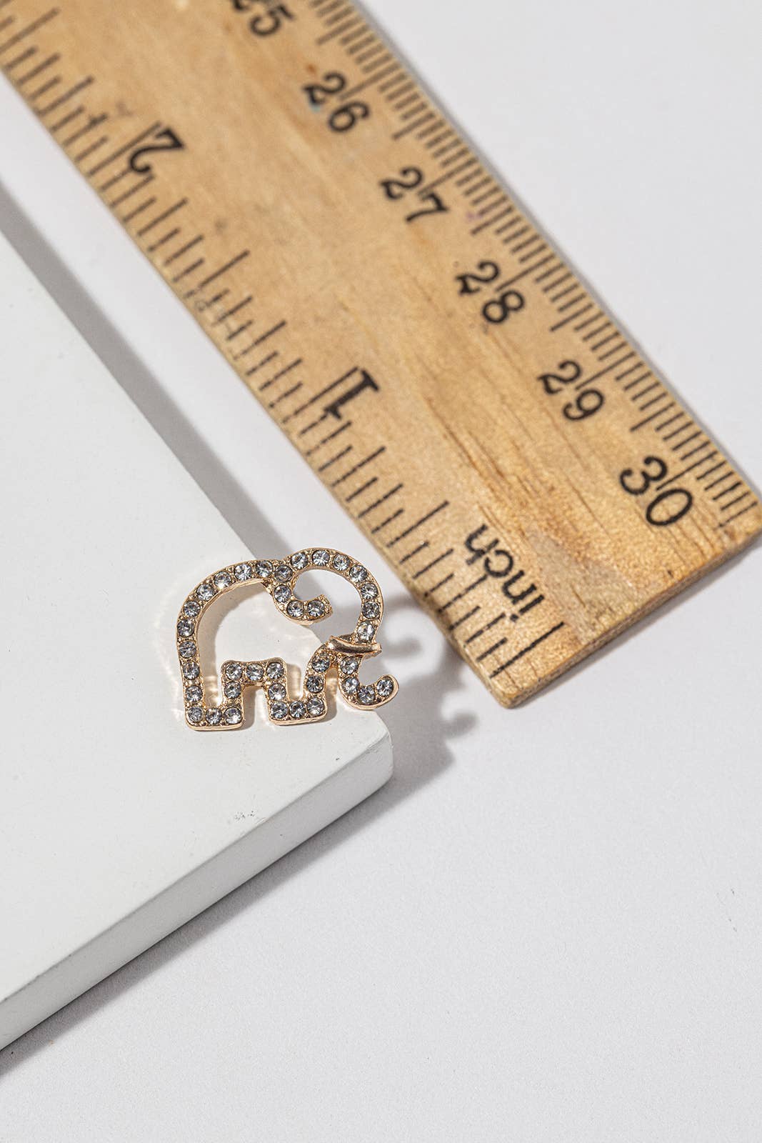 Crystal Elephant Stud Earrings – Open-Outline Elephant, Gold