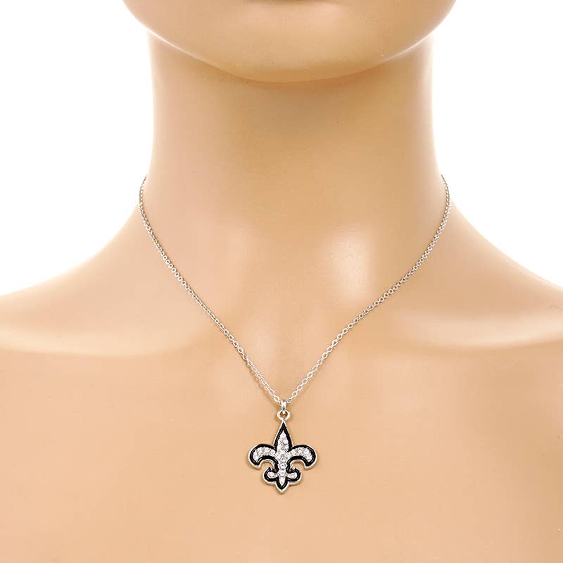 Gold Plated Cubic Zirconia Fleur De Lis Necklace