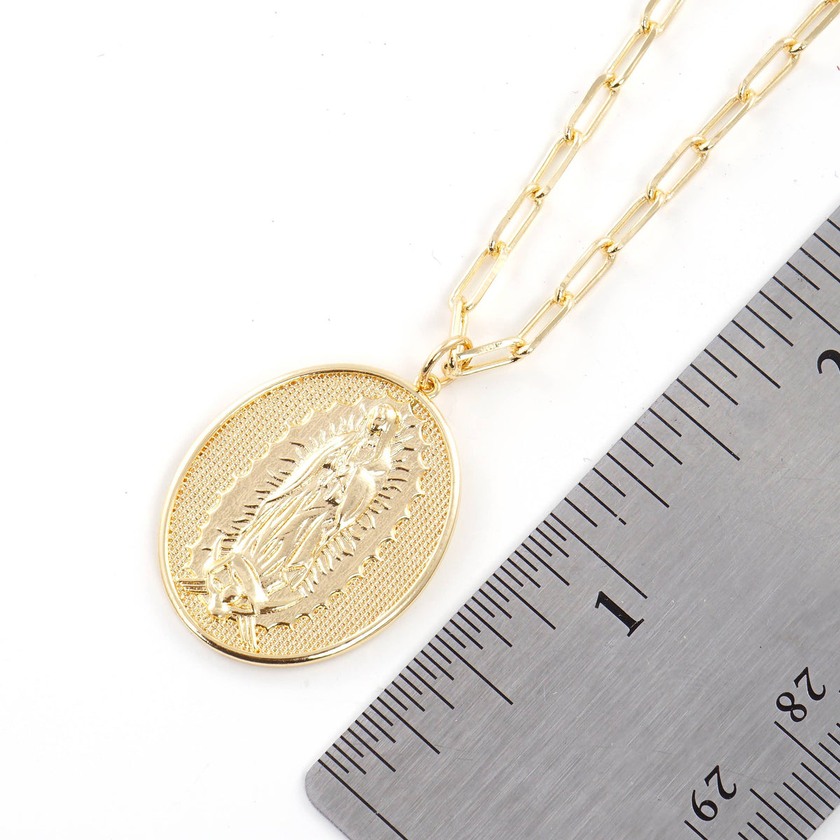 Gold Plated Virgin Mary Medallion Necklace