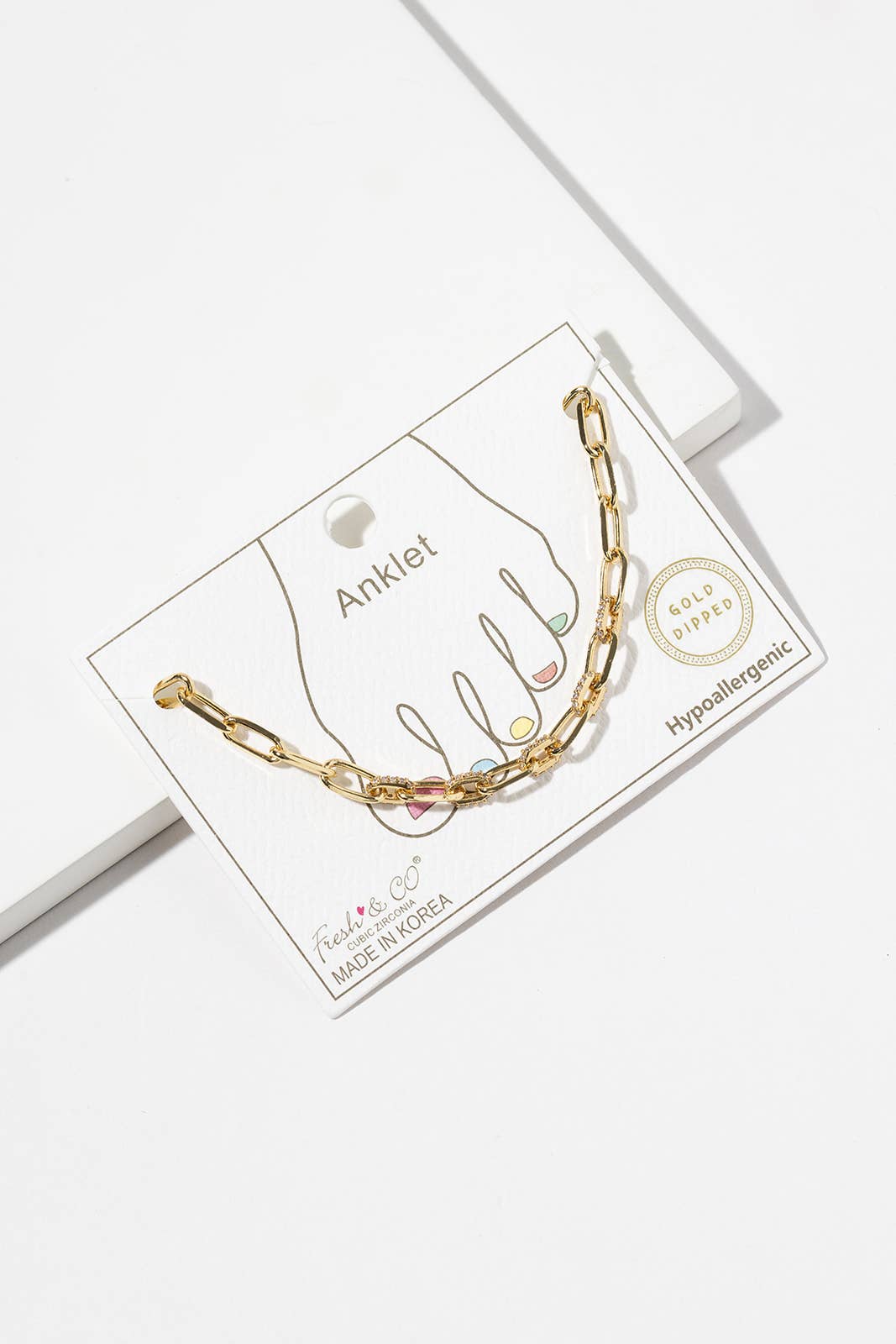 Cubic Zirconia Pave Link Paperclip Anklet