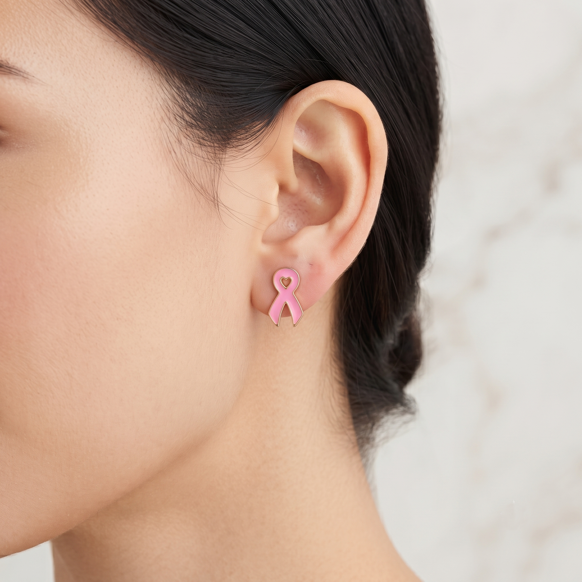 Breast Cancer Awareness Ribbon Earrings