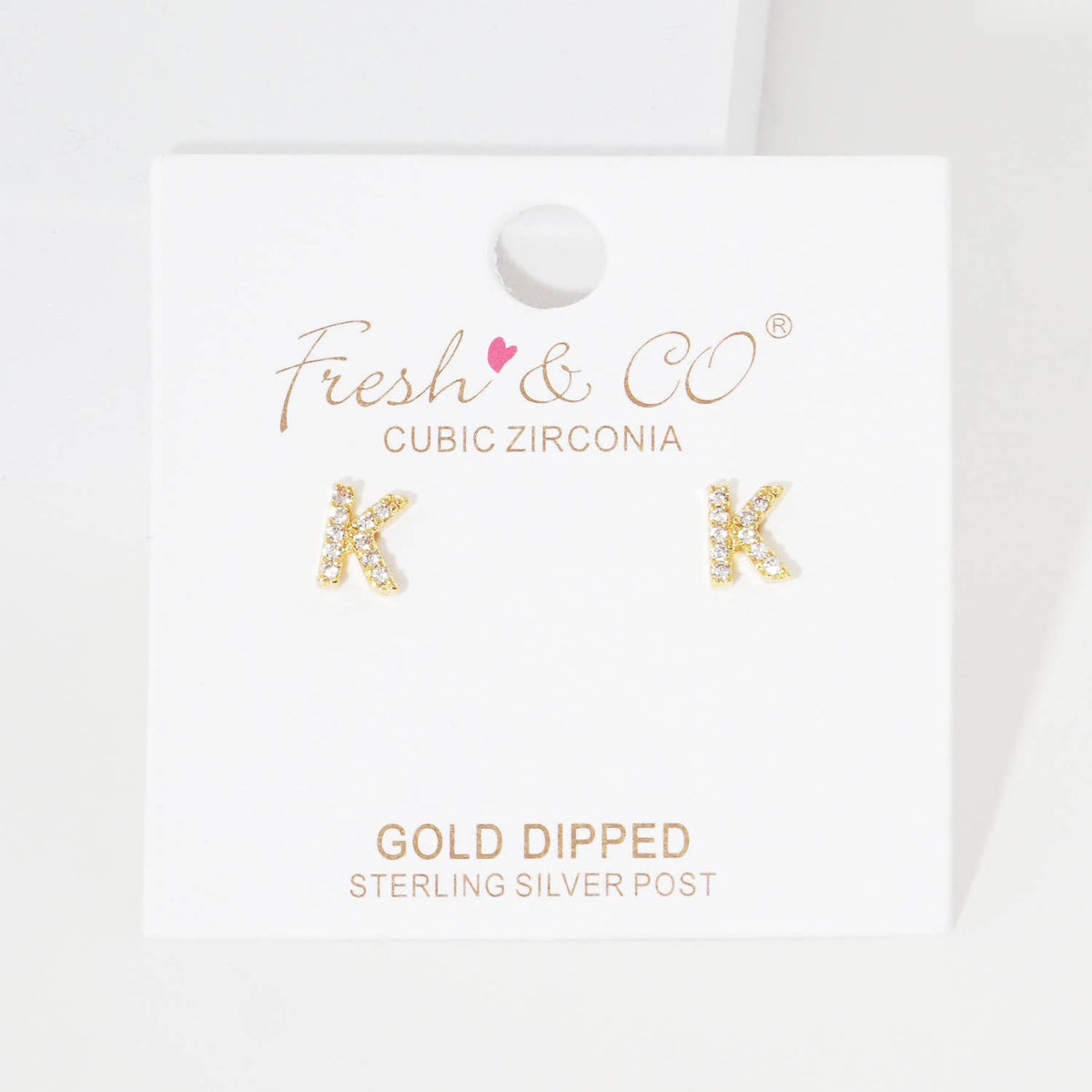 Cubic Zirconia Initial Stud Earrings.