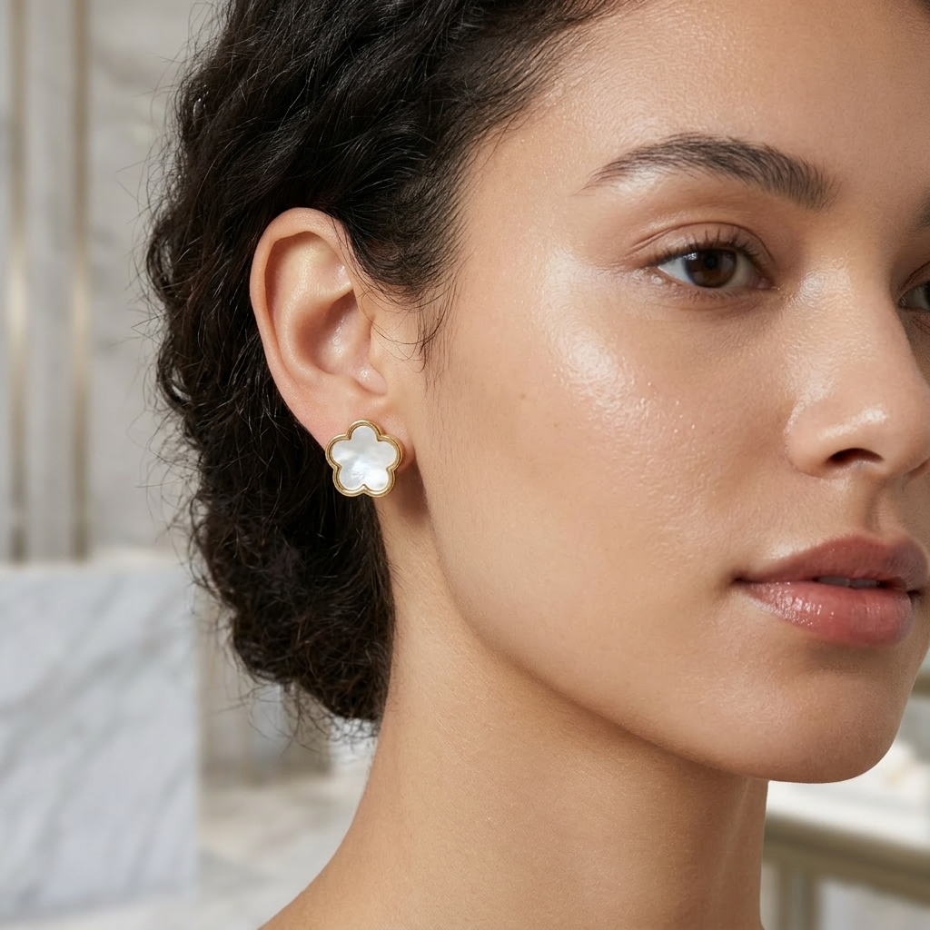 Minimalist Dainty Clover Flower Stud Earrings