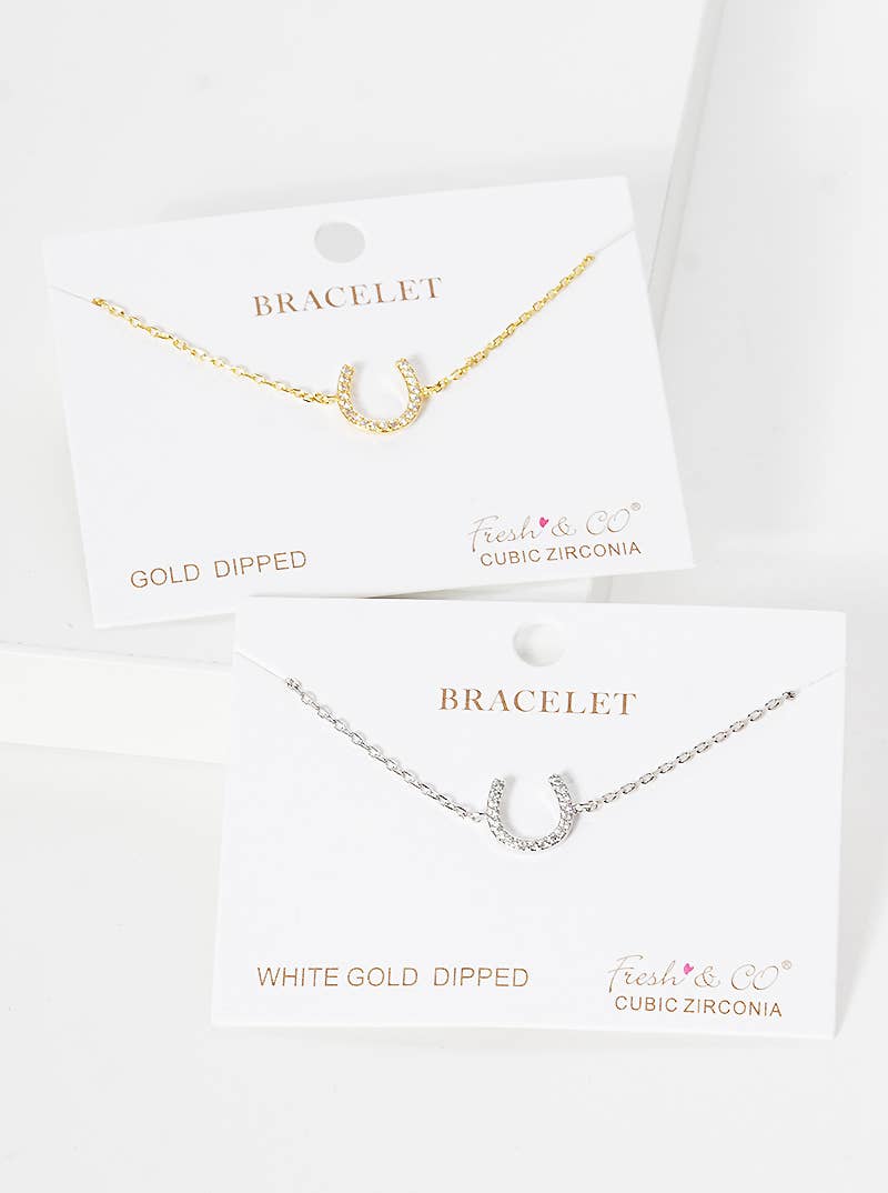 Minimalist Pavé Horseshoe Charm Bracelet