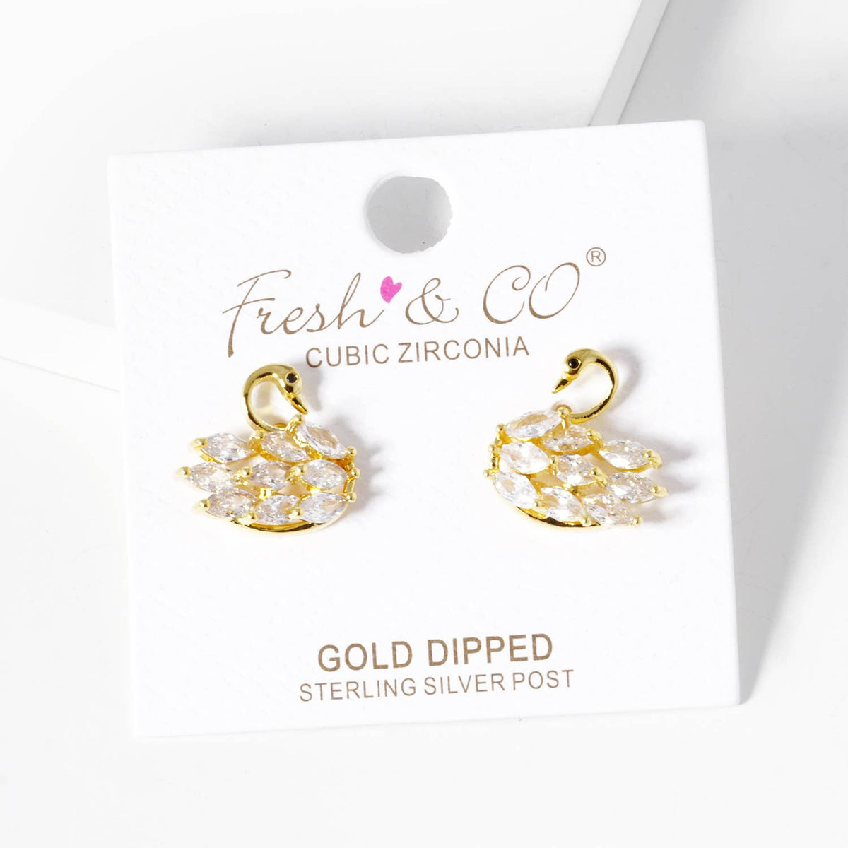 Dainty Cubic Zirconia Swan Stud Earrings