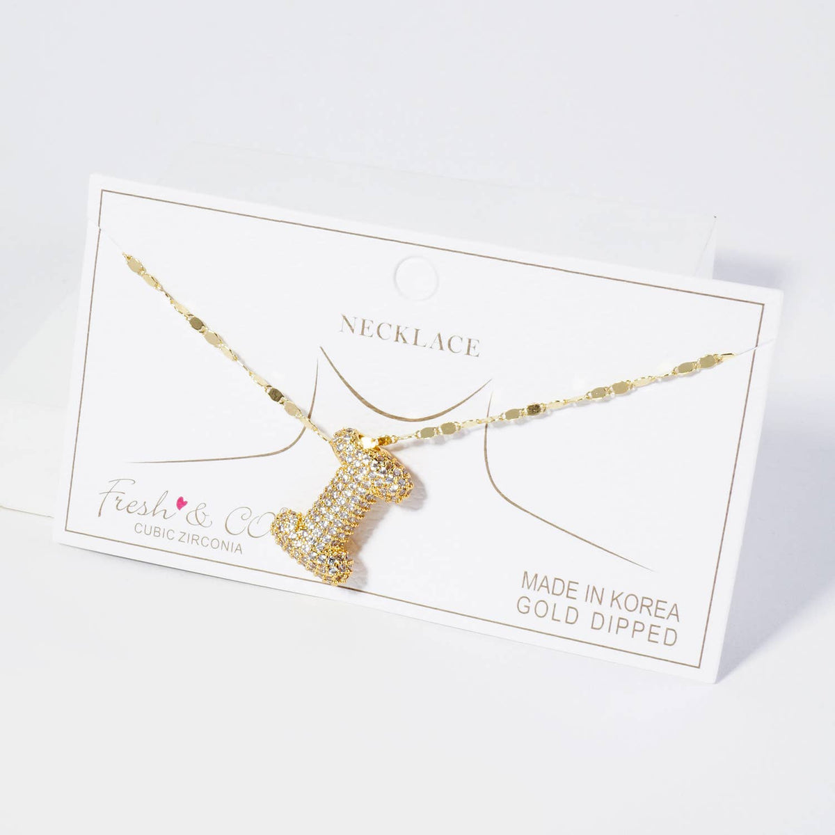 18K Gold Dipped Pave Set CZ Bubble Initial Pendant Necklace