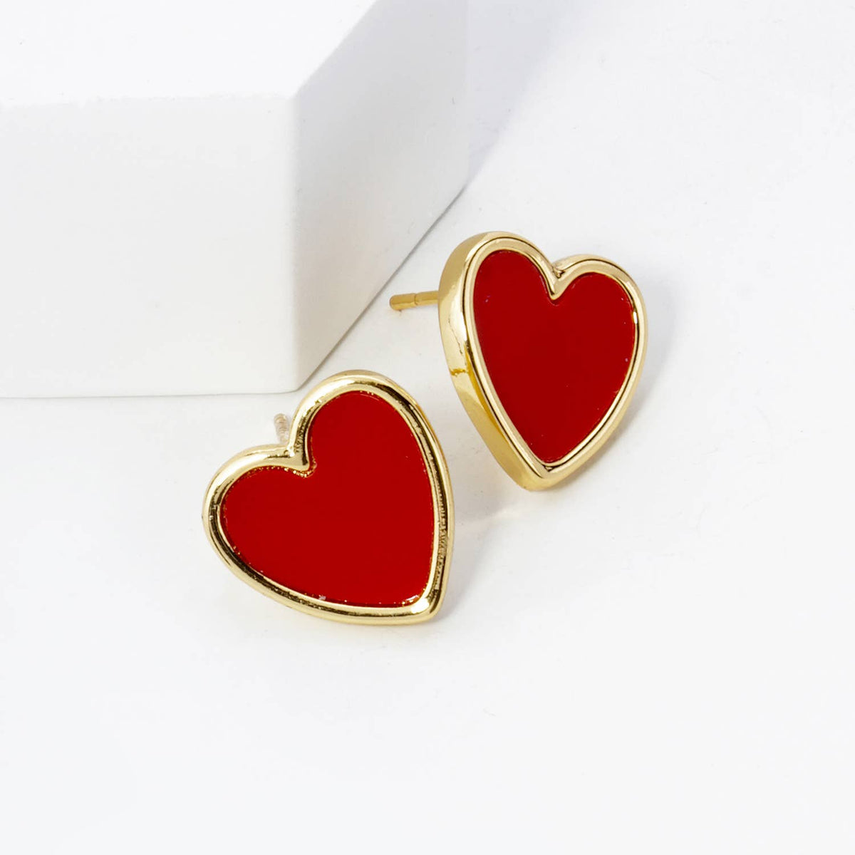 18K GOLD DIPPED 13MM HEART STUD EARRINGS