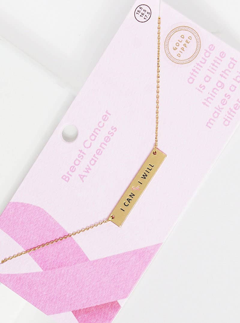 Breast Cancer Awareness " I CAN & I WILL " Necklace