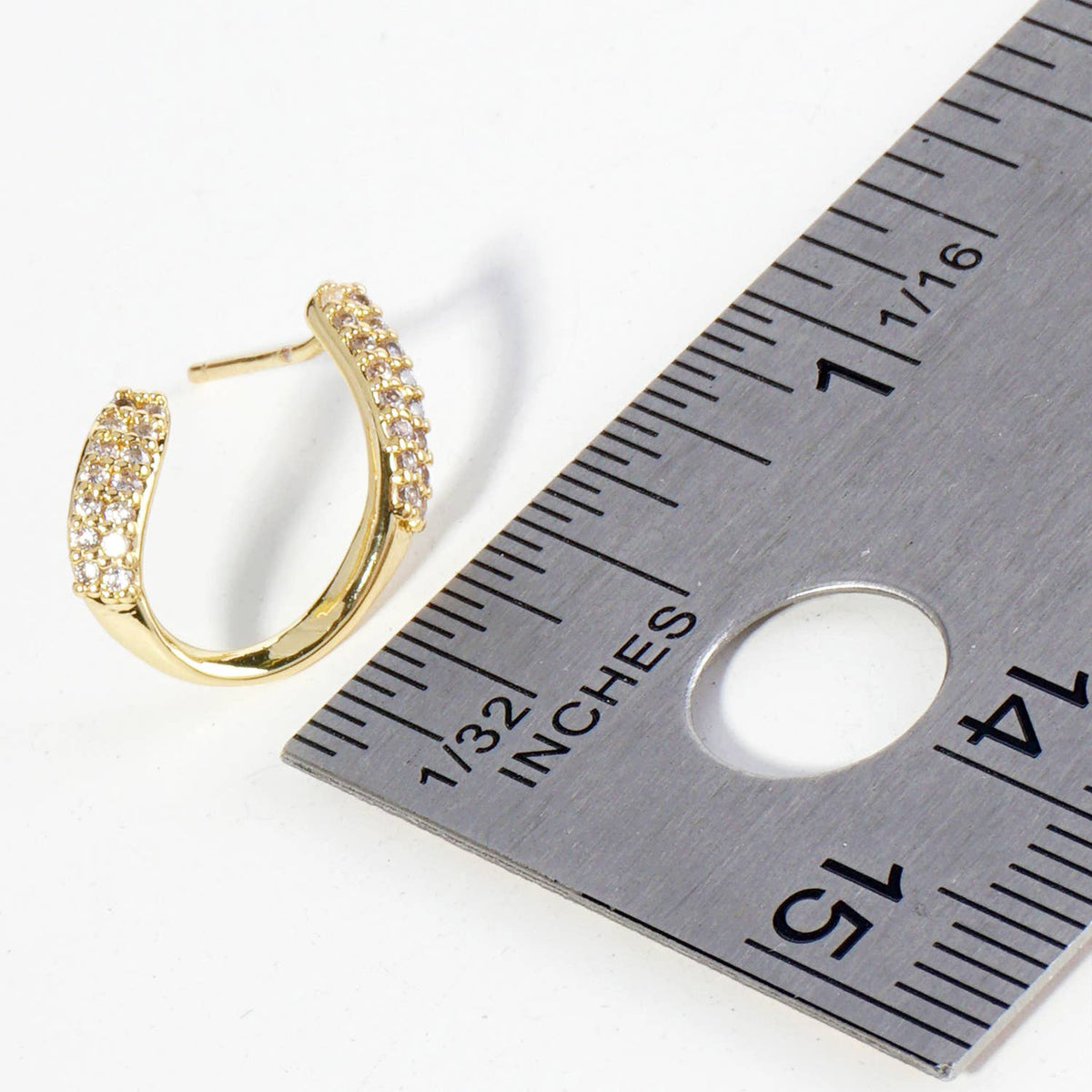 18K Gold Dipped Front Facing 16mm Cubic Zirconia Small Hoop