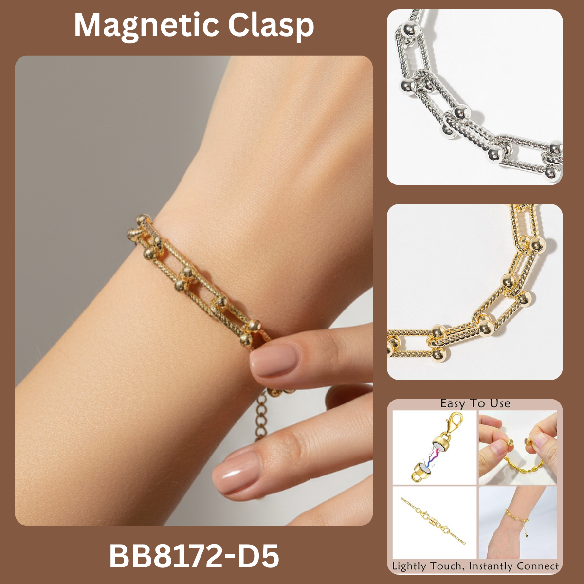 Effortless Magnetic Clasp Textured Link Bracelet