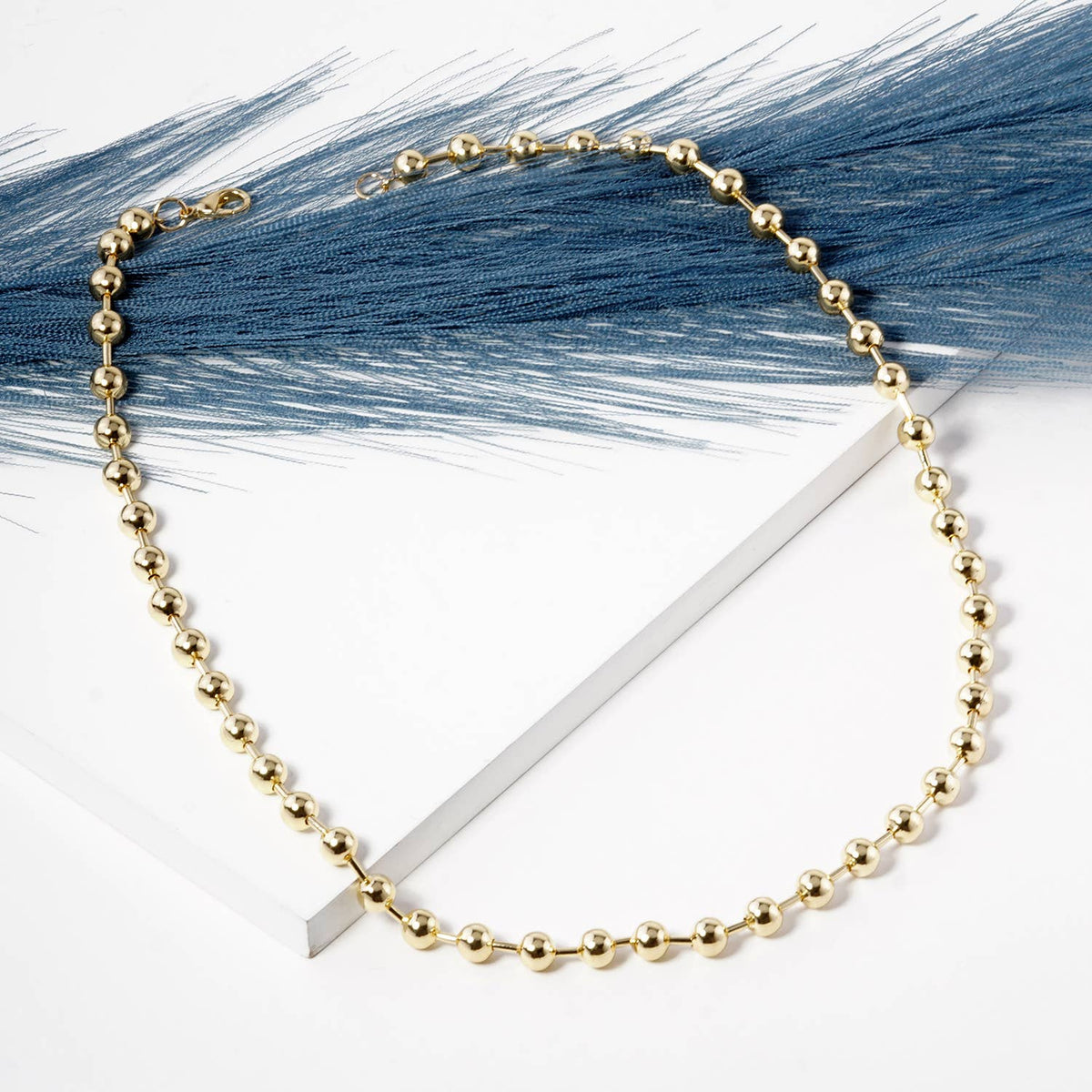 Gold Beaded Chain Necklace