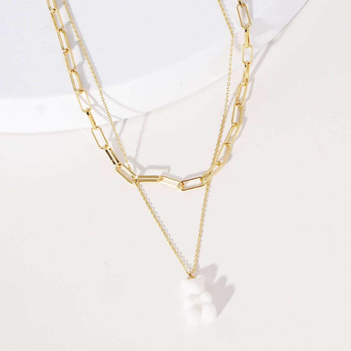 Multicolor Beaded Gummy Bear 2 Layered Necklace