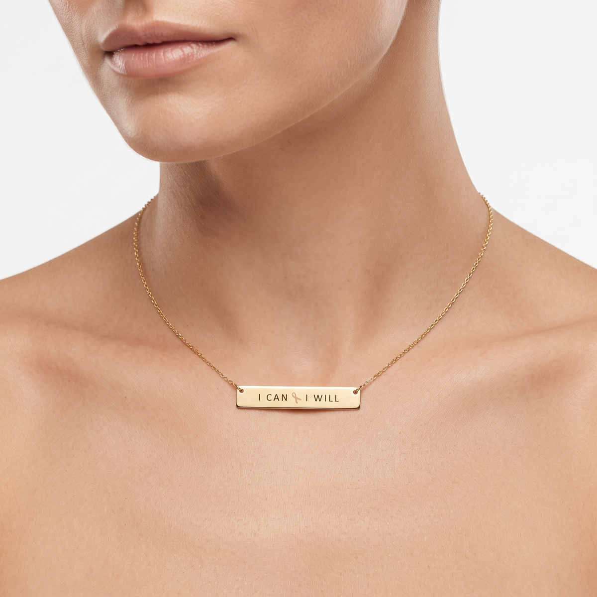 Breast Cancer Awareness " I CAN & I WILL " Necklace
