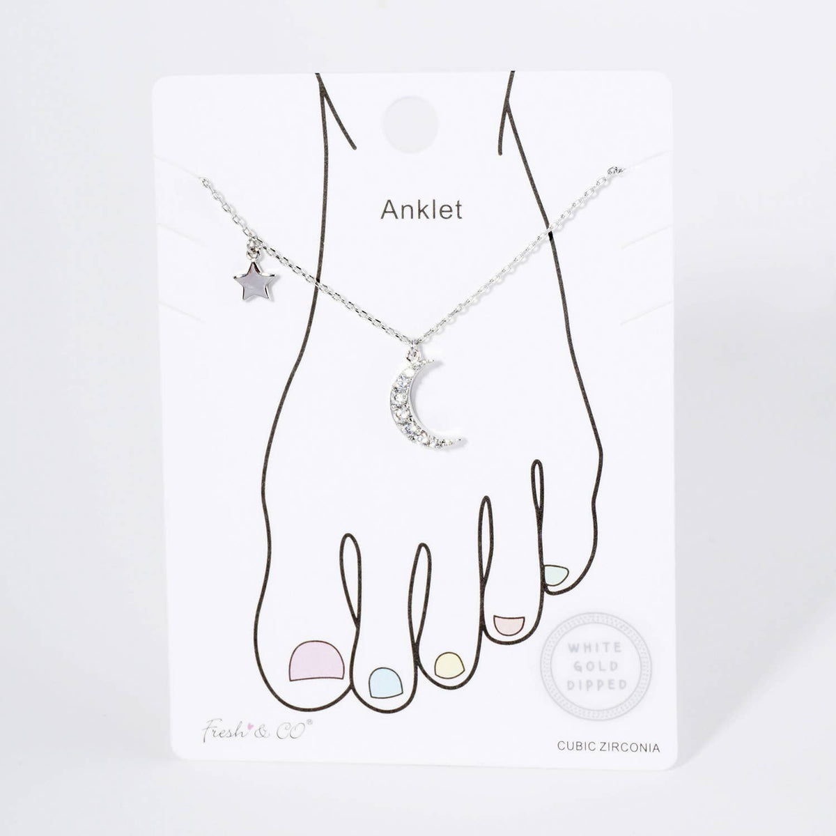 Celestial Moon & Star Dainty Charm Anklet